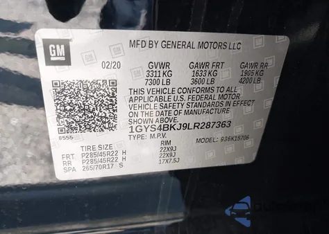 2020 Cadillac Escalade 4Wd Luxury from USA, damaged, VIN 1GYS4BKJ9LR287363